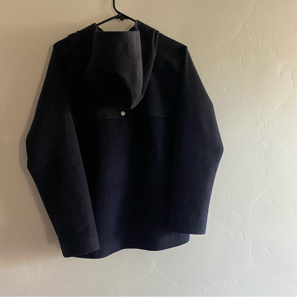 Norse Projects navy waterproof wool hoodie anorak 36 unisex kangaroo pocket - Picture 3 of 6
